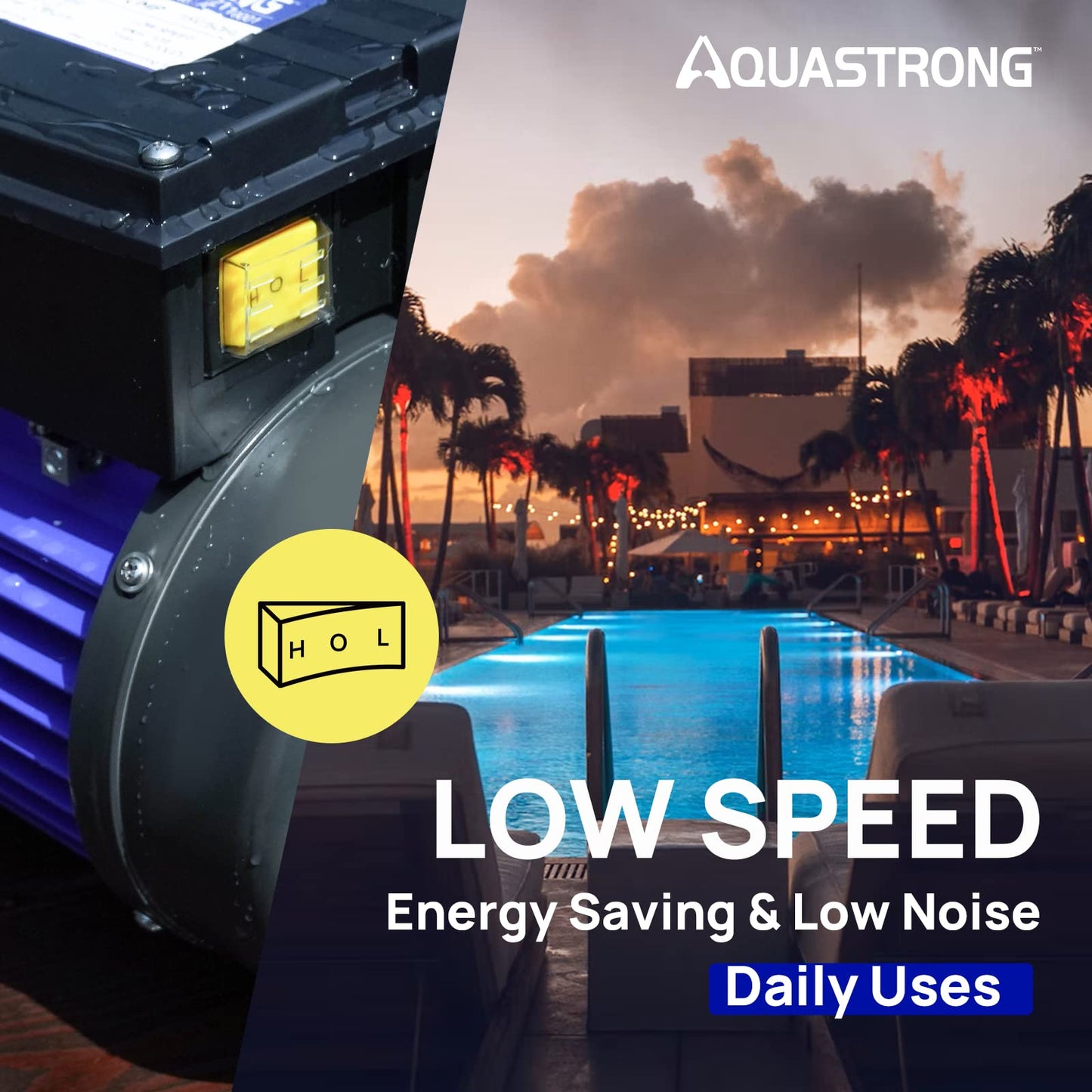 AQUASTRONG In/Above Ground Pool Pump, High Flow (Dual Speed, 2HP, 5186 GPH, 115V)