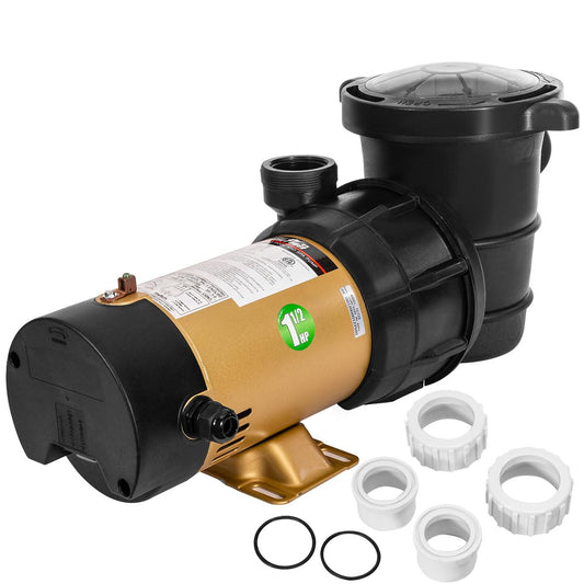 XtremepowerUS 2-Speed Variable Pool Pump 1.5 HP Swimming Pool Pump High-Flow Above-Ground Pump Large Strainer w/ 1.5" Slip On Fitting Set