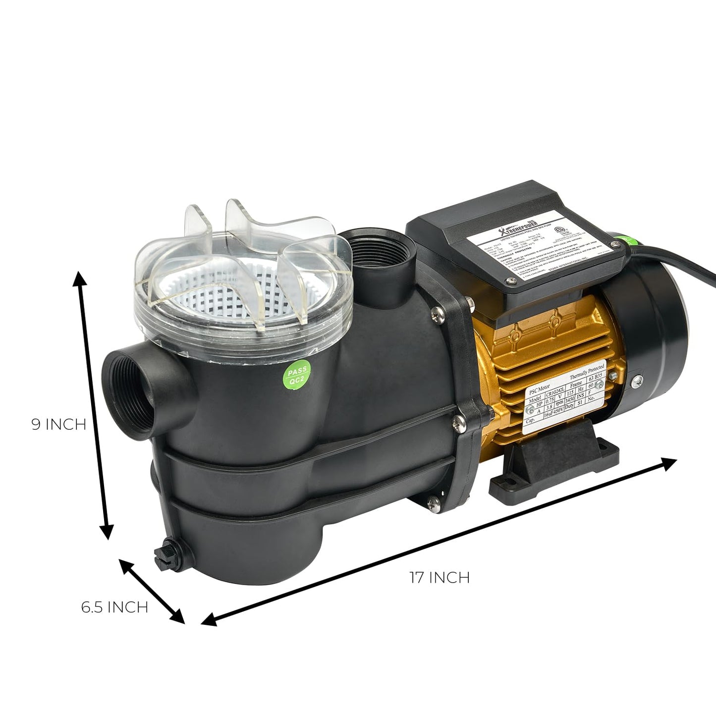 XtremepowerUS 3/4HP 2,400GPH High Flow Pond DIY Self Priming for Above Ground Swimming Pool Pump Strainer Basket 1.5" NPT