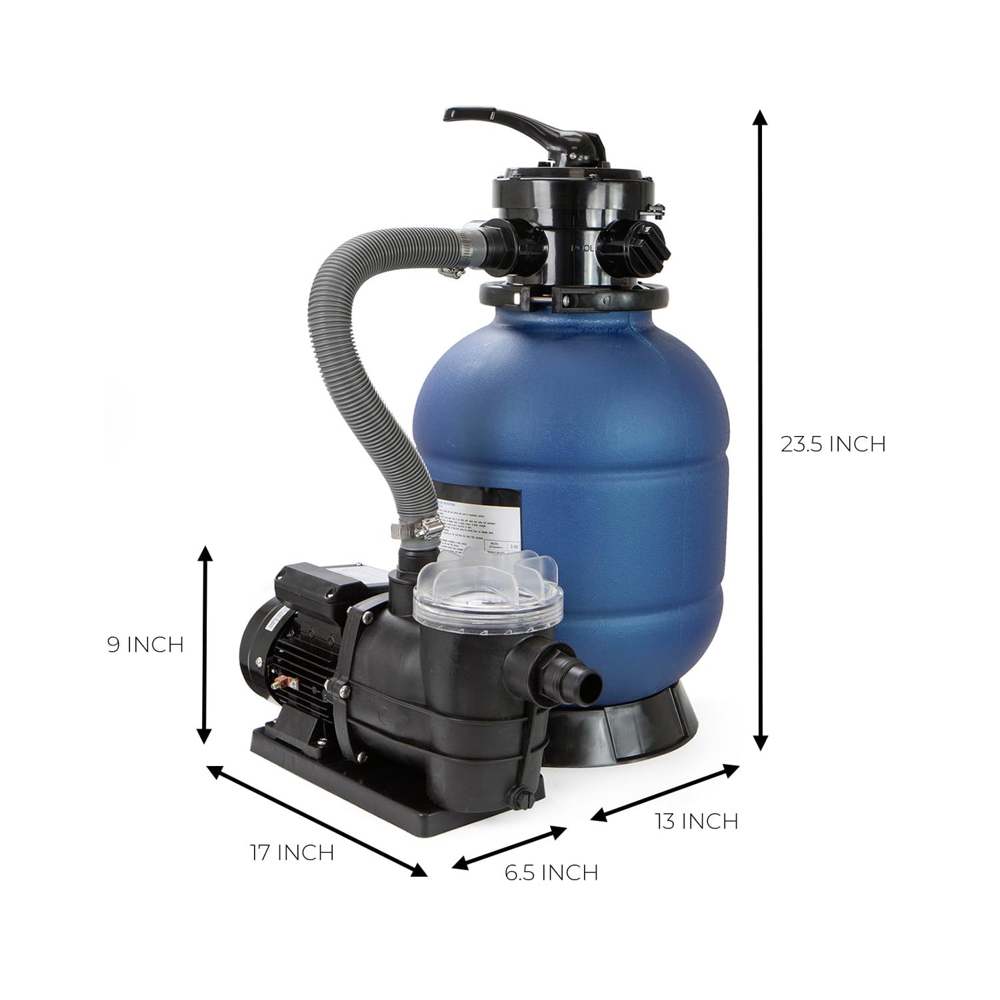 XtremepowerUS 13" Sand Filter 3/4HP Pool Pump 2,400 GPH for Above Ground Swimming Pool Set Multi-Port Valve Up To 10,000 Gallons, 1-1/4"NPT