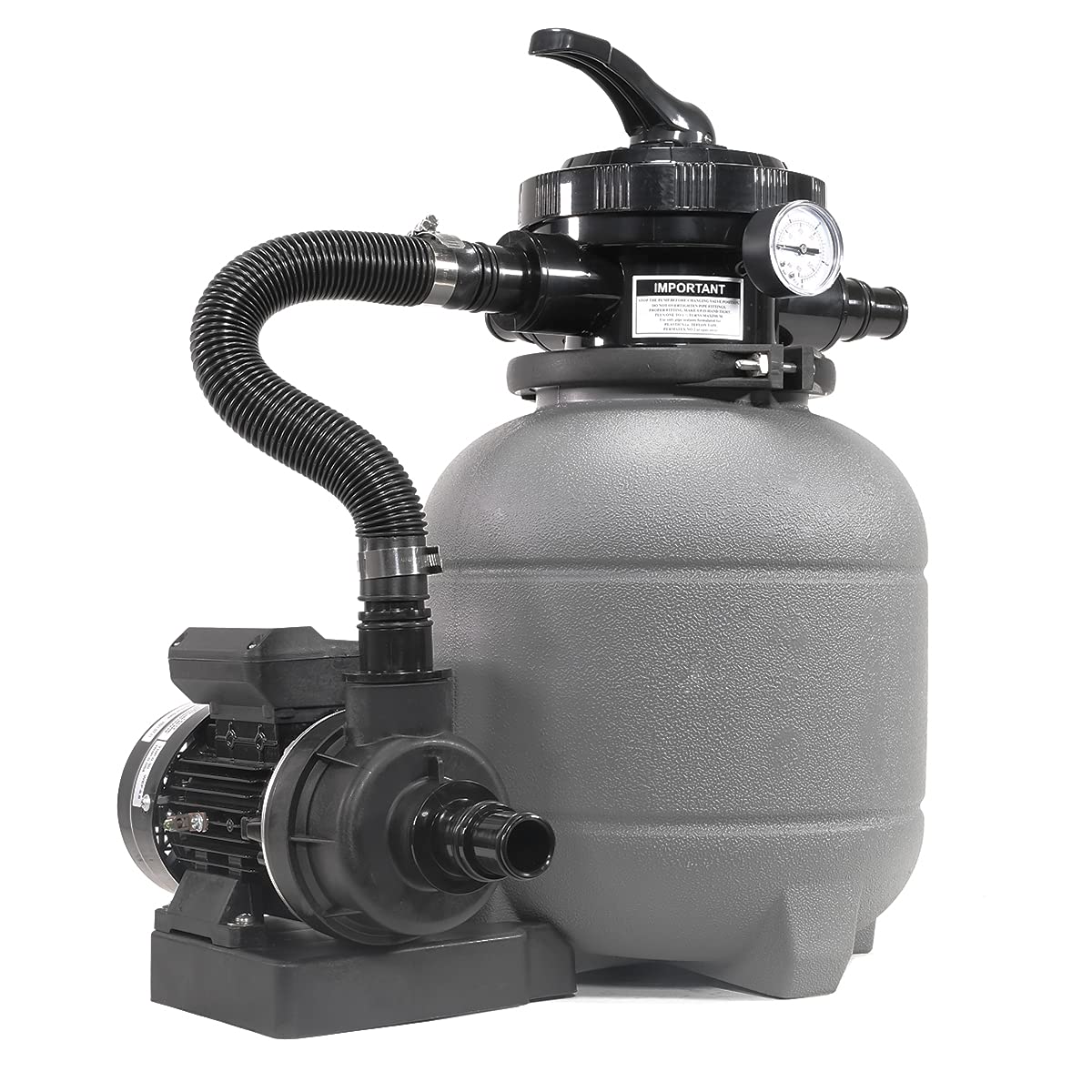 XtremepowerUS 12" Sand Filter for Above-Ground Swimming Pools Max 2,400GPH 7-Way Multi-Port Valve Pool Pump Up to 10,000 Gallons Strainer Basket Set