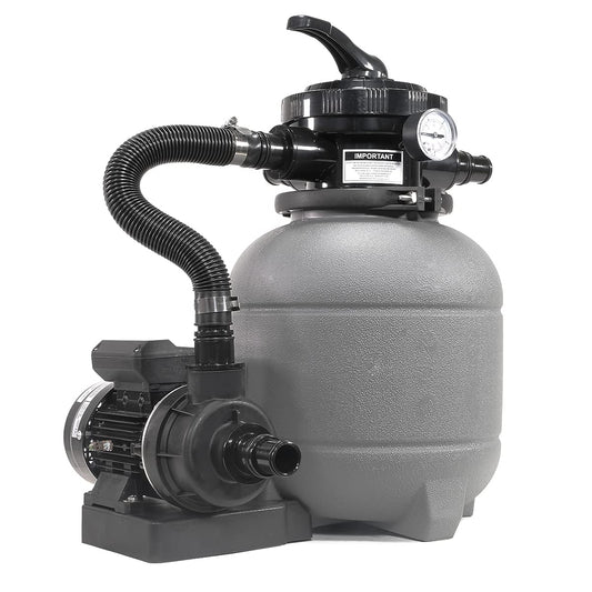 XtremepowerUS 12" Sand Filter for Above-Ground Swimming Pools Max 2,400GPH 7-Way Multi-Port Valve Pool Pump Up to 10,000 Gallons Strainer Basket Set