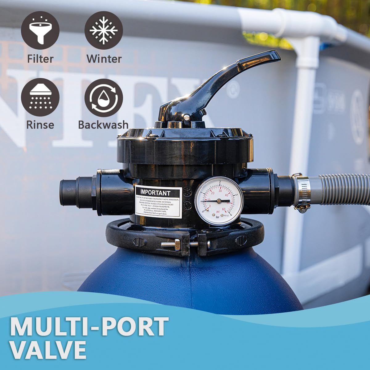 XtremepowerUS High-Flo Sand Filter Pump System 12" Filter Tank 10,000 Gallons for Above Ground Pool 3/4HP Pool Pump 2400GPH Flow
