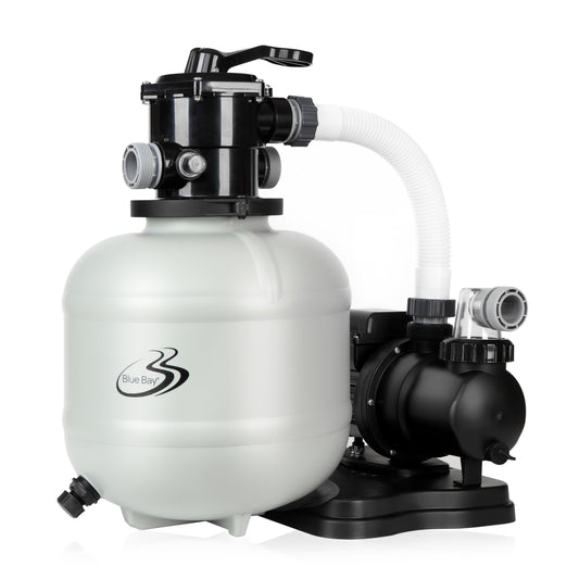 【2025 Upgrade】BlueBay 15" Sand Filter Pump with Timer 1/2HP / 2250GPH for Above Ground Pools up to 10000 Gallon, 7-Way Valve, Easy Installation, Gray