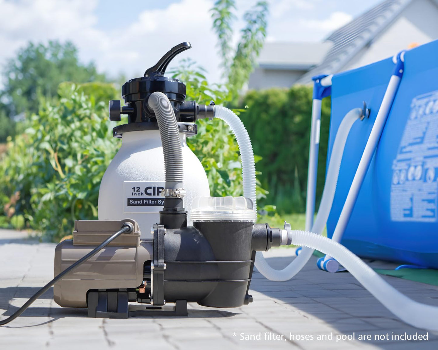 CIPU Pool Pump with Timer 2700GPH 115V Powerful Self Priming Above Ground Swimming Pool Pump 0.35HP with Filter Basket Low Noise for Pools Hot Tub Spa Water Circulation