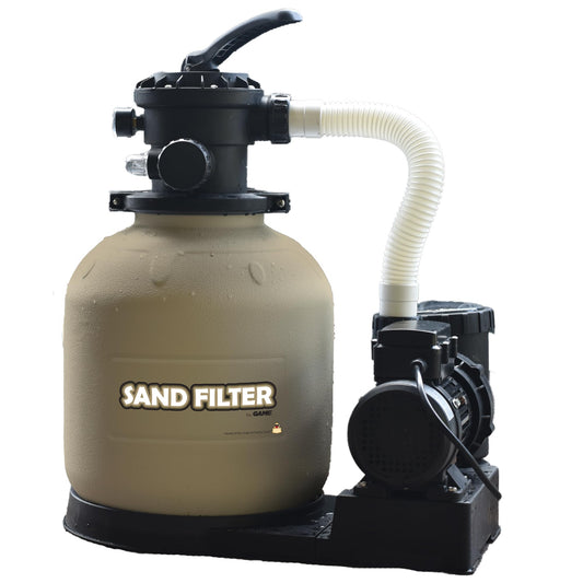 GAME 7011-E Sand Filtration System - 16-Inch Above-Ground Pool Filter Tank With Digital Timer, 120 Pound Sand Capacity, 3/4 HP Pump and Motor, 3,698 GPH