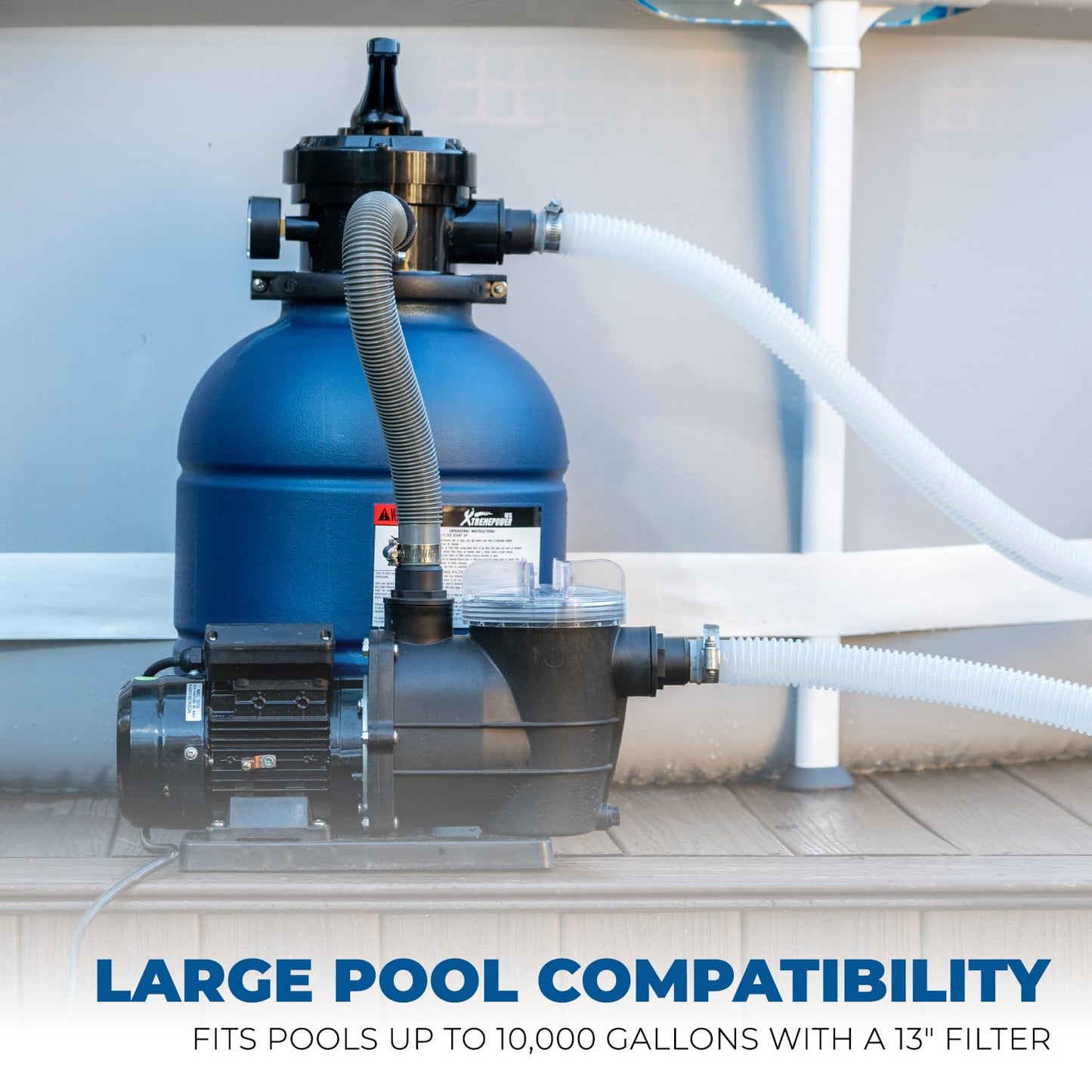 XtremepowerUS 13" Sand Filter 3/4HP Pool Pump 2,400 GPH for Above Ground Swimming Pool Set Multi-Port Valve Up To 10,000 Gallons, 1-1/4"NPT