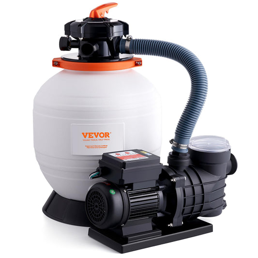 VEVOR 14-inch Sand Filter Pump for Above Ground, Digital Programmer Timer, 3000 GPH, 3/4 HP Pool Pumps System & Filters Combo Set with 6-Way Multi-Port Valve & Strainer Basket, Easy Installation