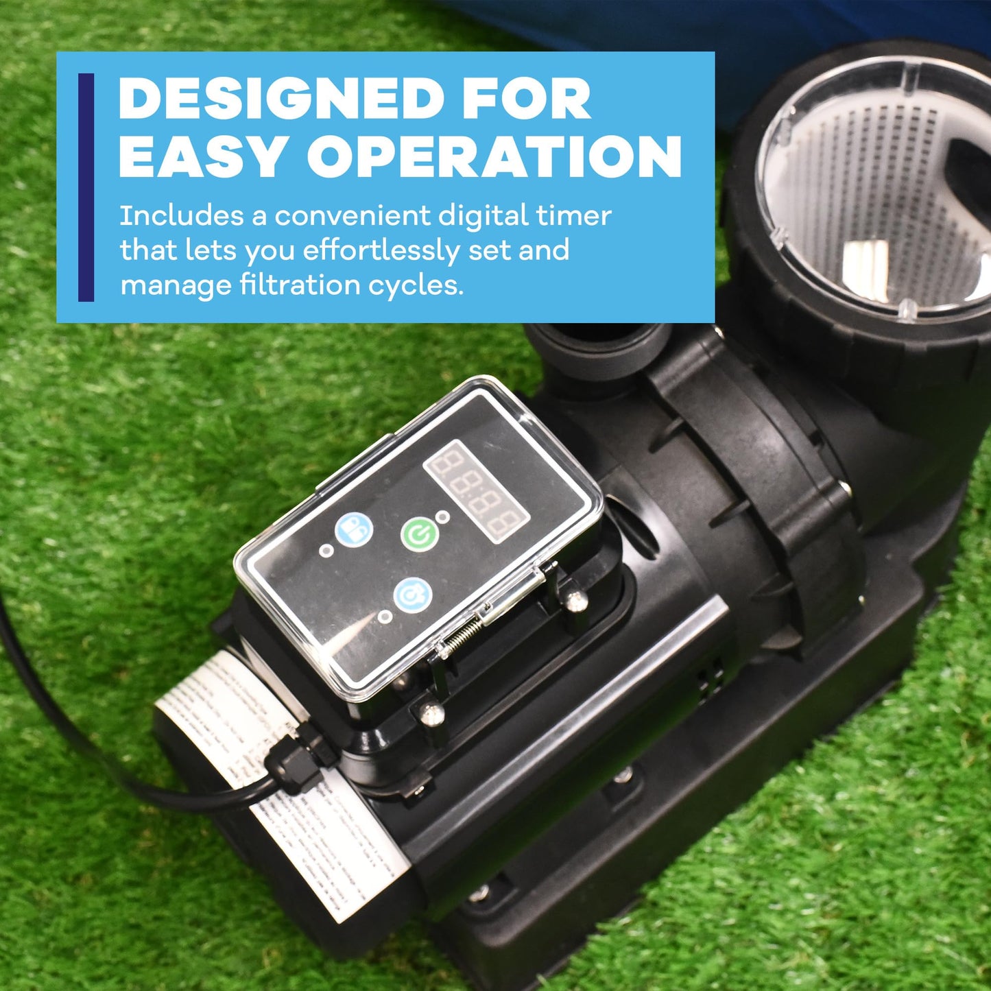 GAME 7011-E Sand Filtration System - 16-Inch Above-Ground Pool Filter Tank With Digital Timer, 120 Pound Sand Capacity, 3/4 HP Pump and Motor, 3,698 GPH