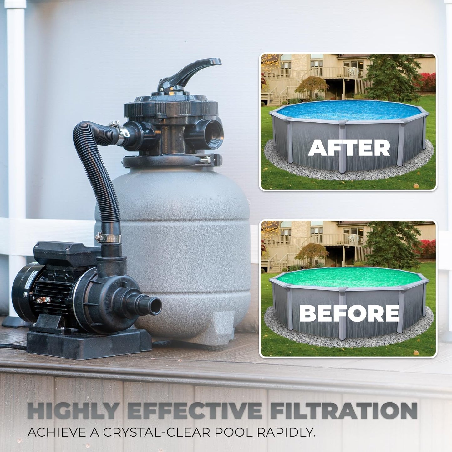 XtremepowerUS 12" Sand Filter Above Ground Pools Sand Filter Pump 7-Way Pool Pump 10,000GAL Filter Media Set